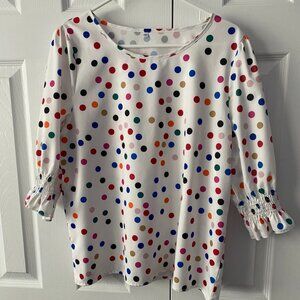 Top like new size XL white with color poka dots